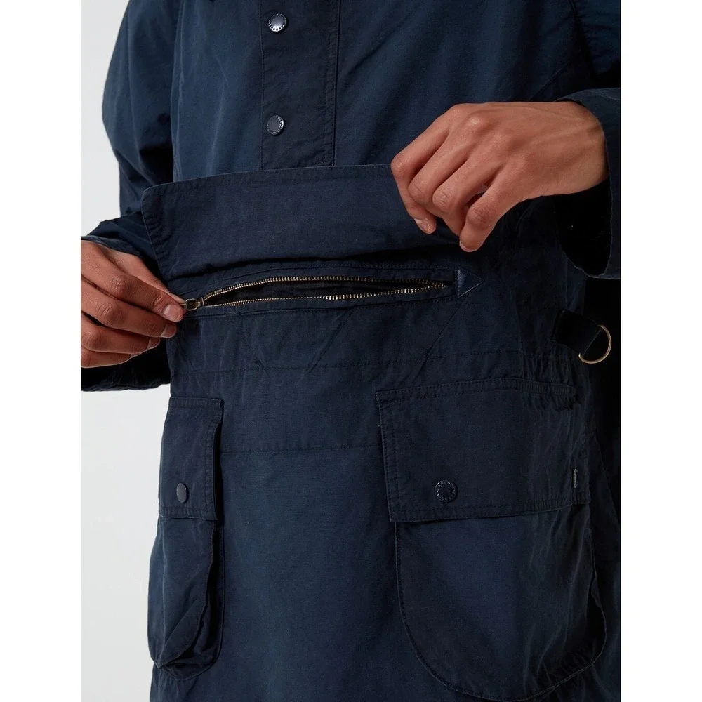 Barbour Engineered Garments Washed Warby Anorak Jacket‎ Pullover Sz Large Black